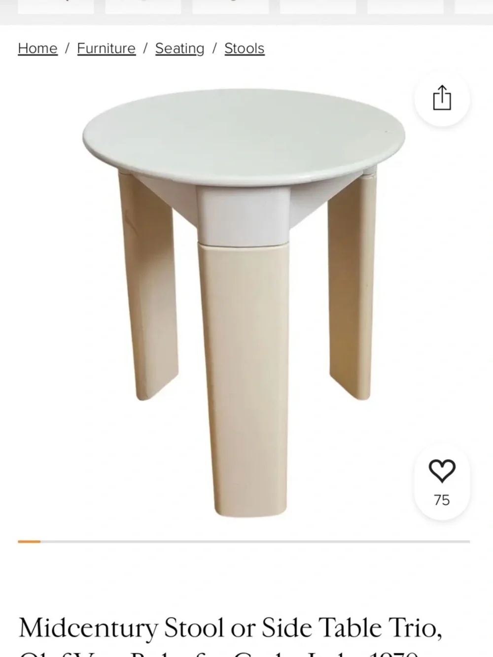 Gedy Olaf Von Bohr Bath Stool Mid Century Space Age MADE IN ITALY